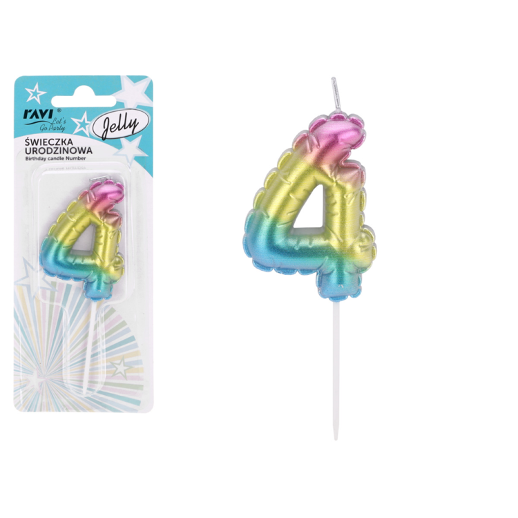 Świeczka urodzinowa JELLY Cyferka 4 RAVI